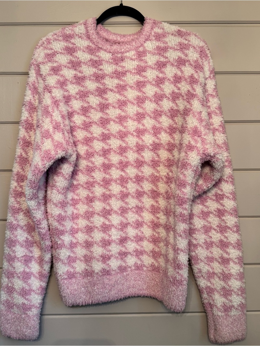 Skims Women’s Cozy Knit Pullover in Petal Houndstooth - Picture 6 of 10